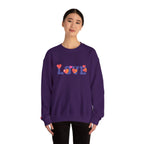 LOVE Floral Crewneck Sweatshirt Heart Pattern Cozy Pullover