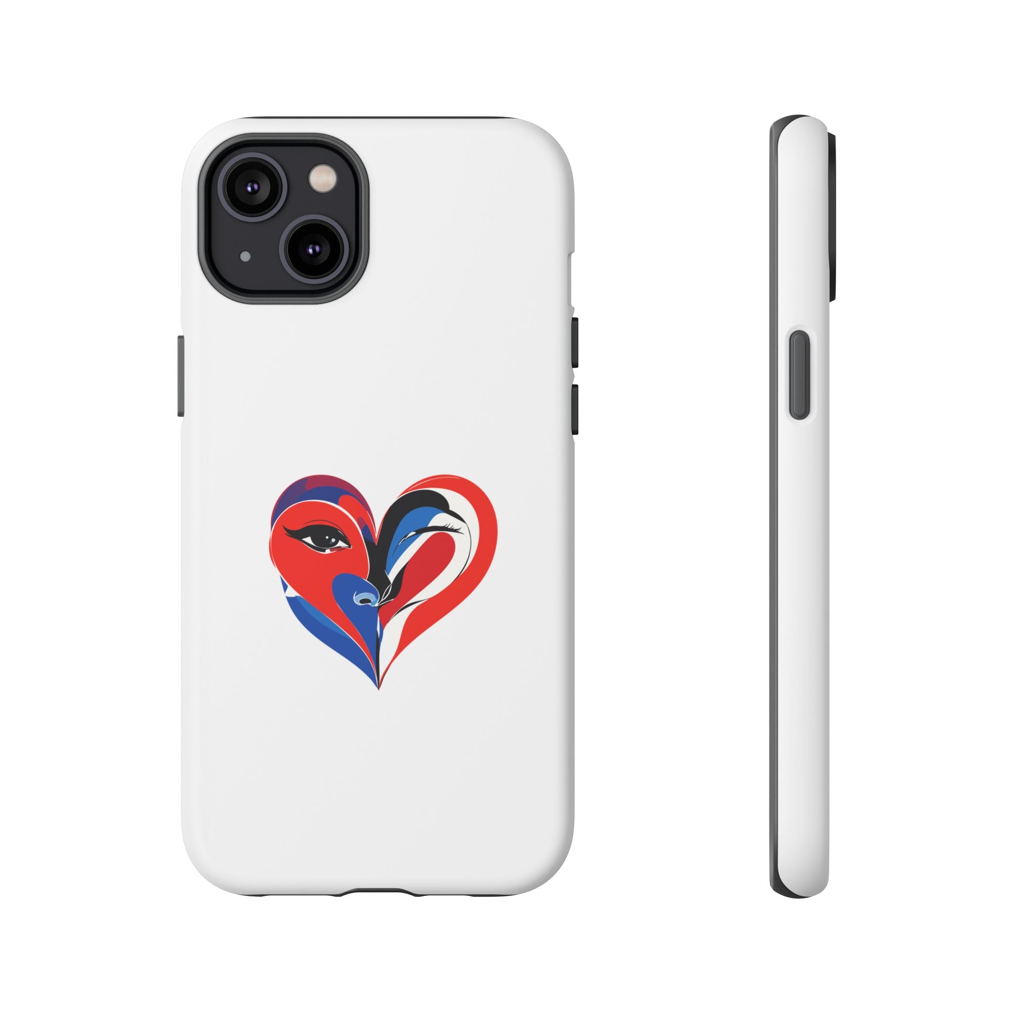 Heart Face Phone Case Red & Blue Abstract Love Design