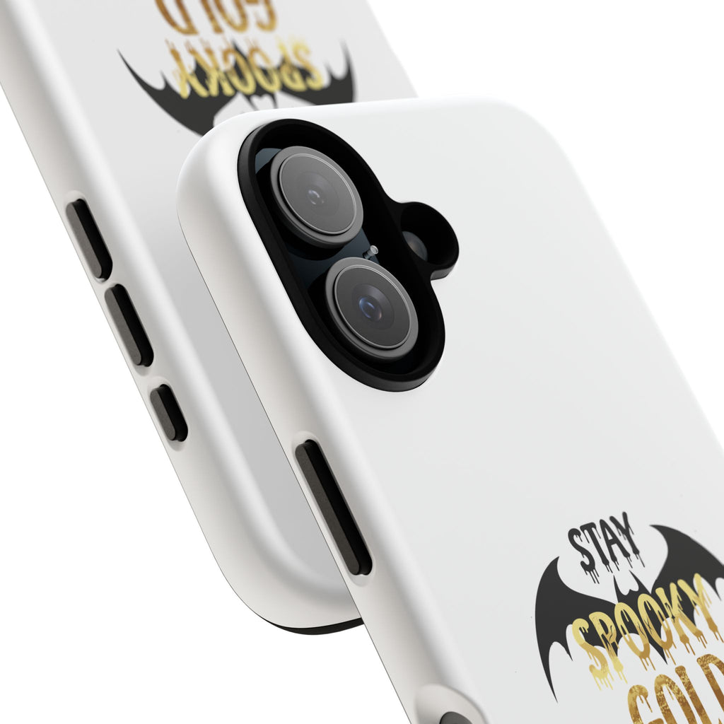 Stay Spooky Gold Phone Case Halloween Bat Design