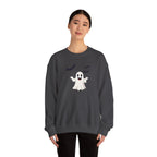 Halloween Ghost Crewneck Sweatshirt Cute Boo Ghost & Bats Cozy Pullover