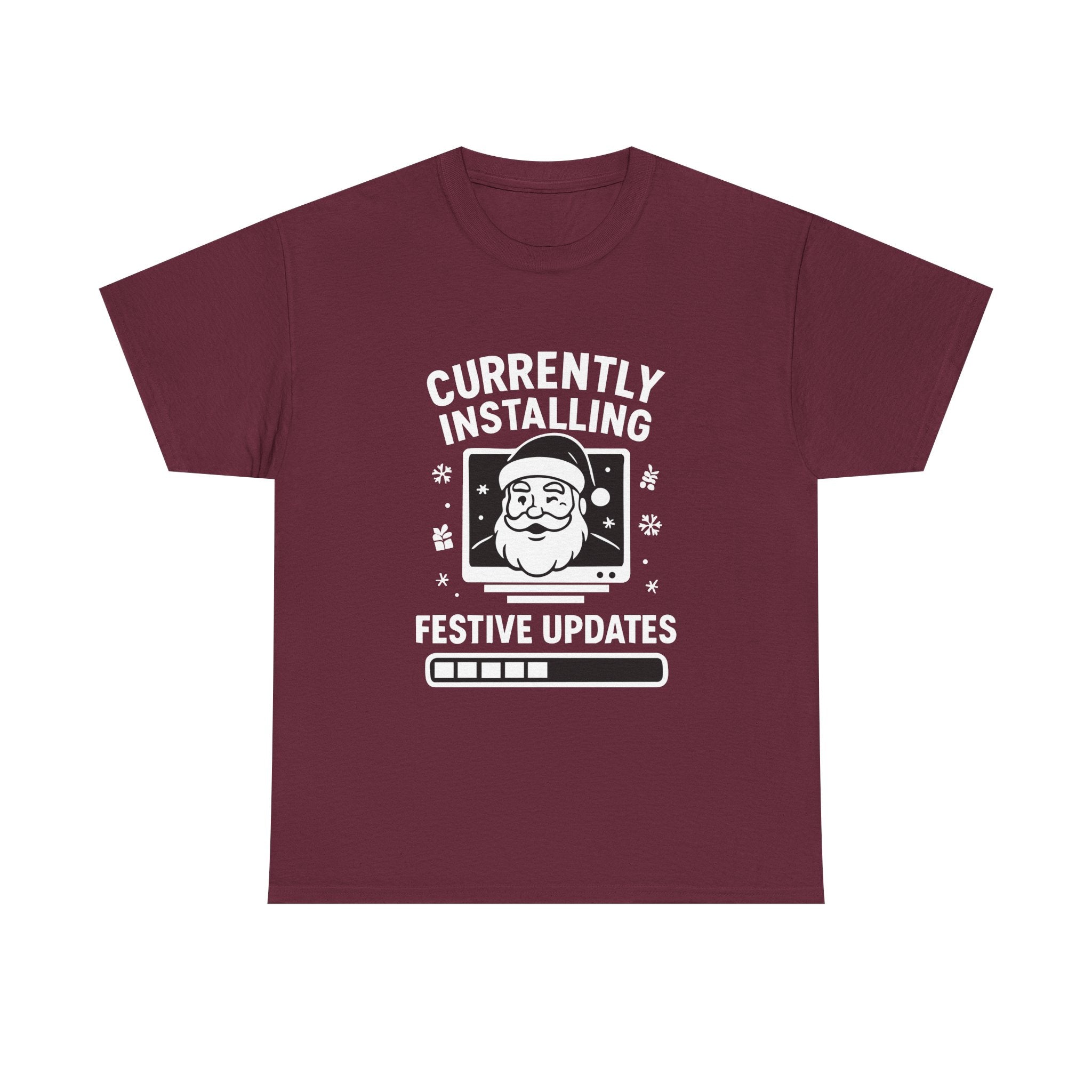 Currently Installing Festive Updates T-Shirt Funny Santa Christmas Holiday Tee