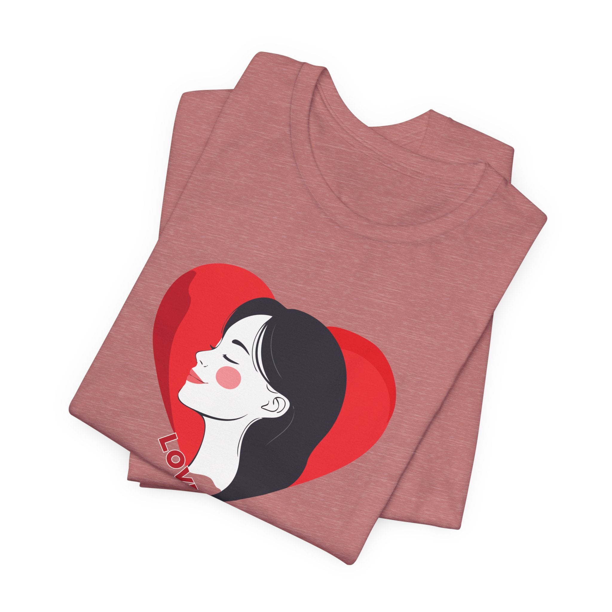 T-Shirt Retro Woman in Heart 'Love' Graphic Tee