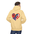 Patriotic Heart Face Hoodie Red White Blue Love Graphic