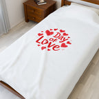 Day of Love Velveteen Plush Blanket - Valentine's Heart Cozy Throw