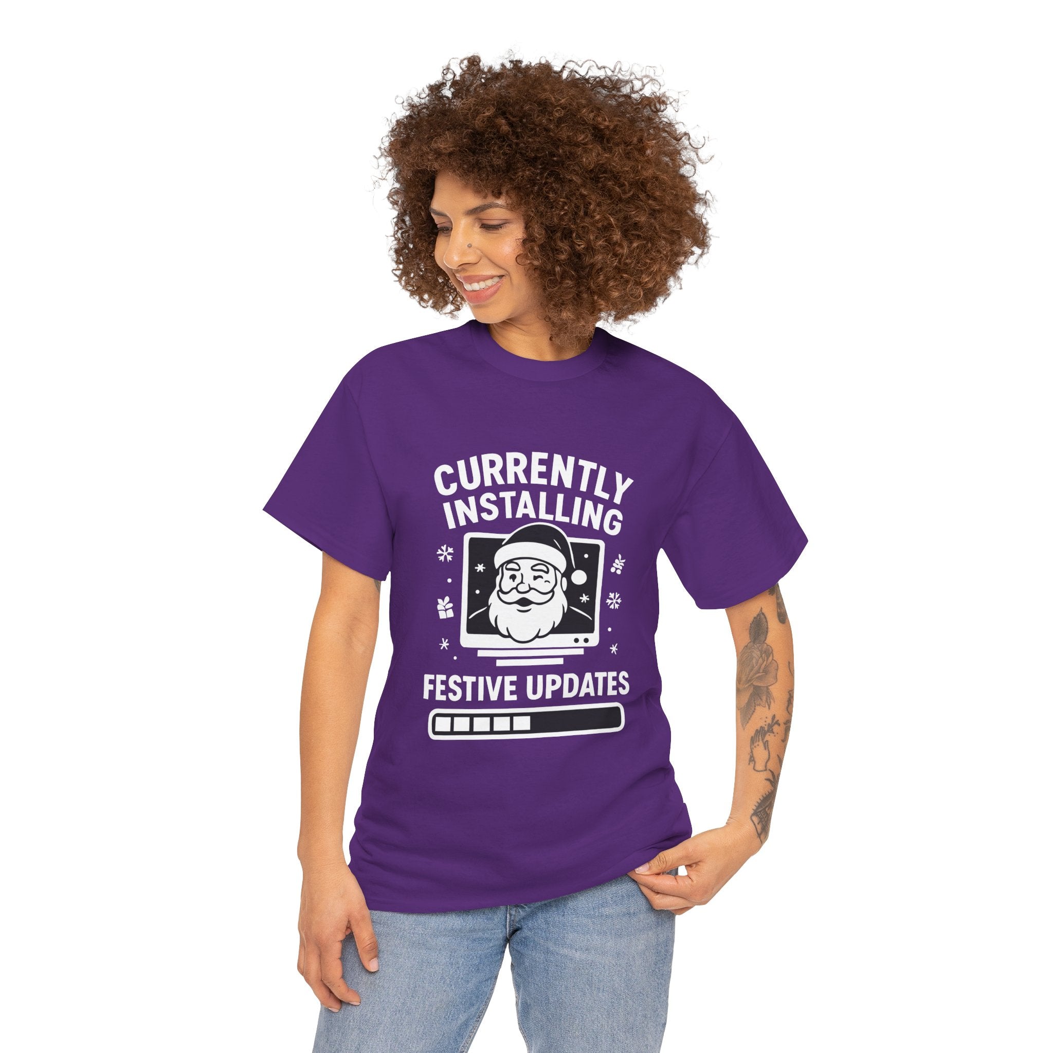 Currently Installing Festive Updates T-Shirt Funny Santa Christmas Holiday Tee