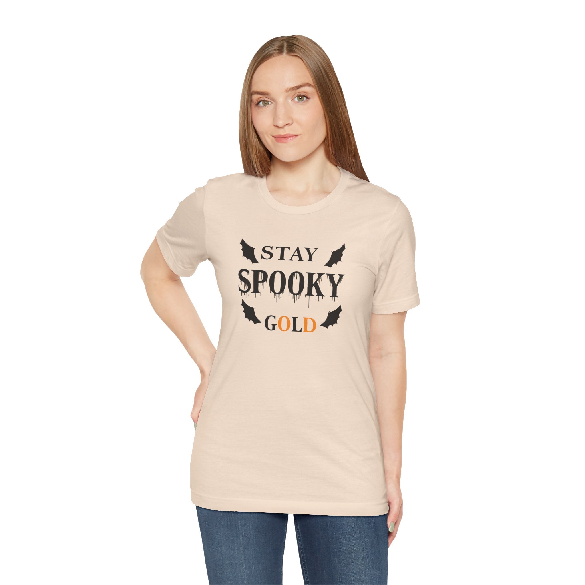 Stay Spooky Gold T‑Shirt Halloween Bat Graphic Tee