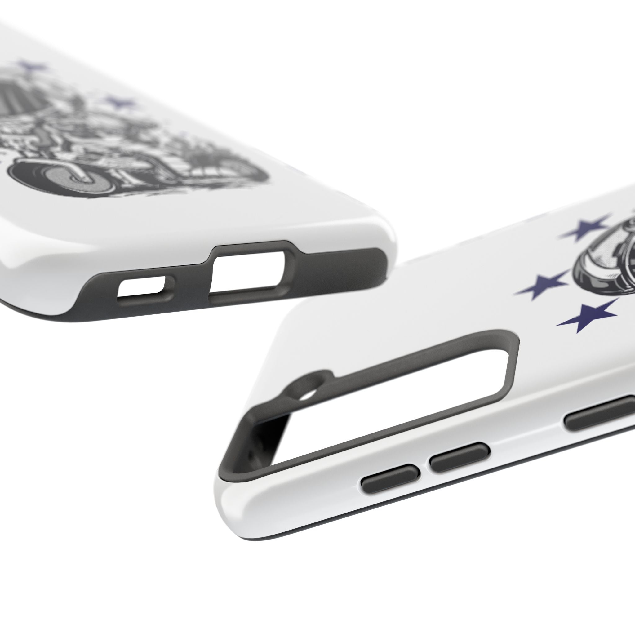 Astronaut Biker Tough Phone Case Retro Space Helmet Rider with Stars