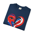 Heart Art Graphic Tee Red & Blue Woman Face Heart Design
