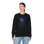 Jellyfish Graphic Crewneck Sweatshirt Cute Blue & Pink Ocean Animal Tee for Beach Lovers