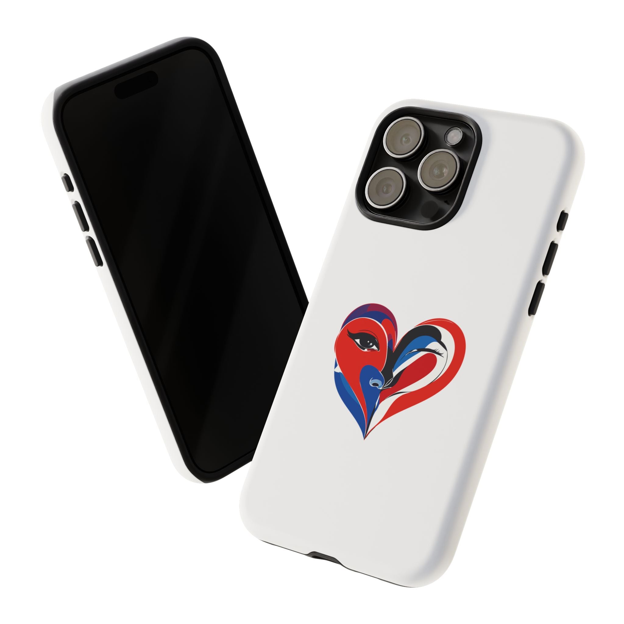 Heart Face Phone Case Red & Blue Abstract Love Design