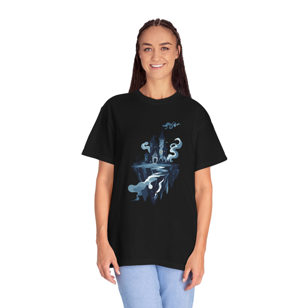 Floating Haunted Castle T‑Shirt Spooky Gothic Fantasy Tee
