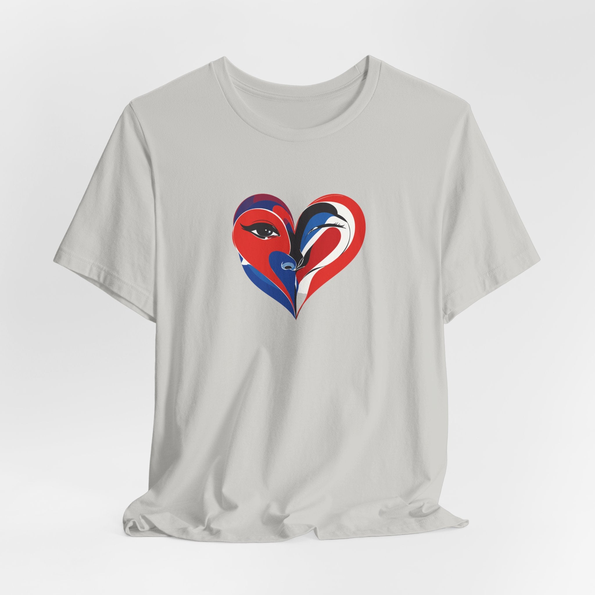 Heart Portrait Tee Romantic Face Heart Graphic T‑Shirt