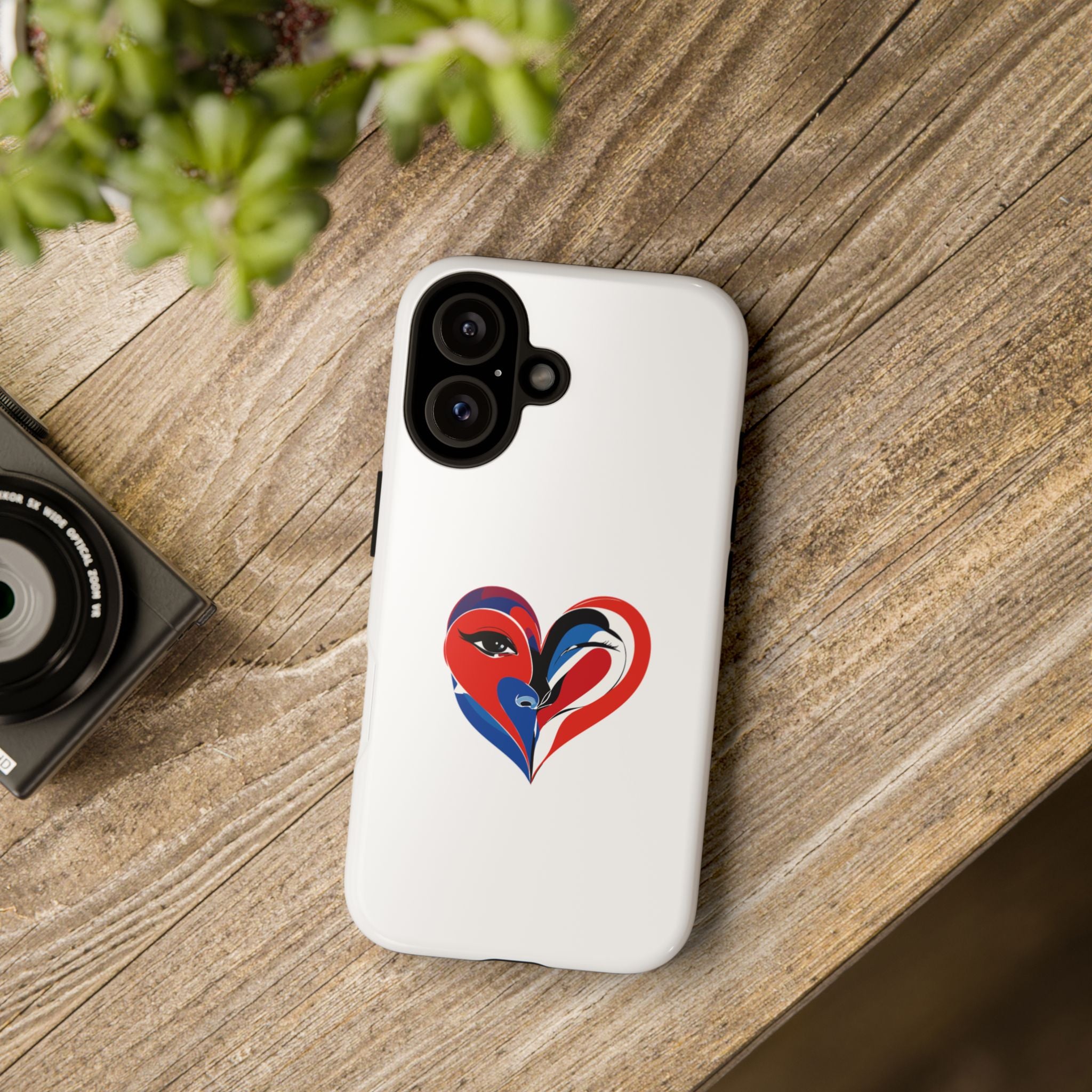 Heart Face Phone Case Red & Blue Abstract Love Design