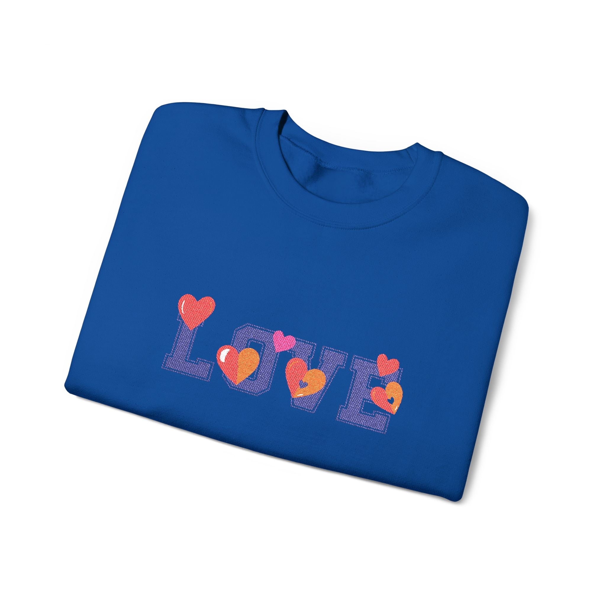 LOVE Floral Crewneck Sweatshirt Heart Pattern Cozy Pullover