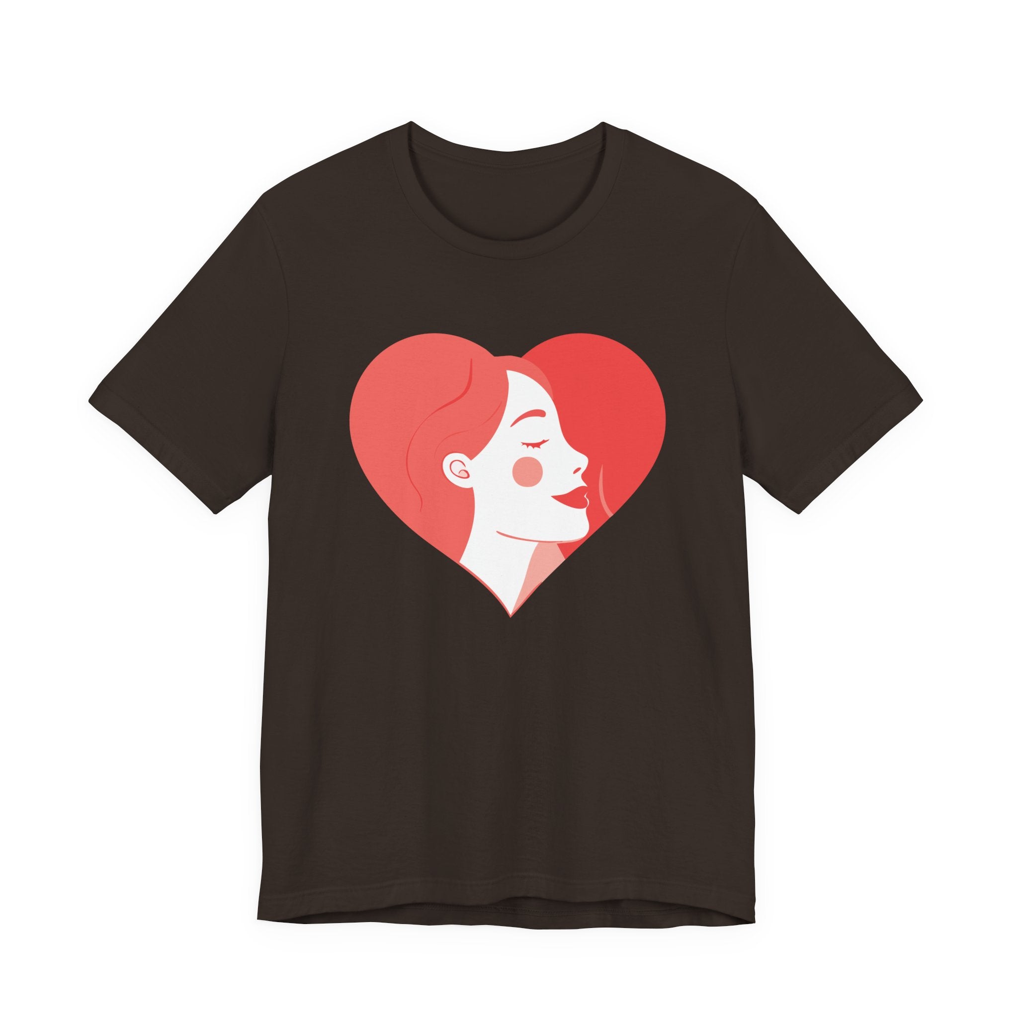 Heart Profile Tee - Minimal Romantic Woman Illustration T-Shirt
