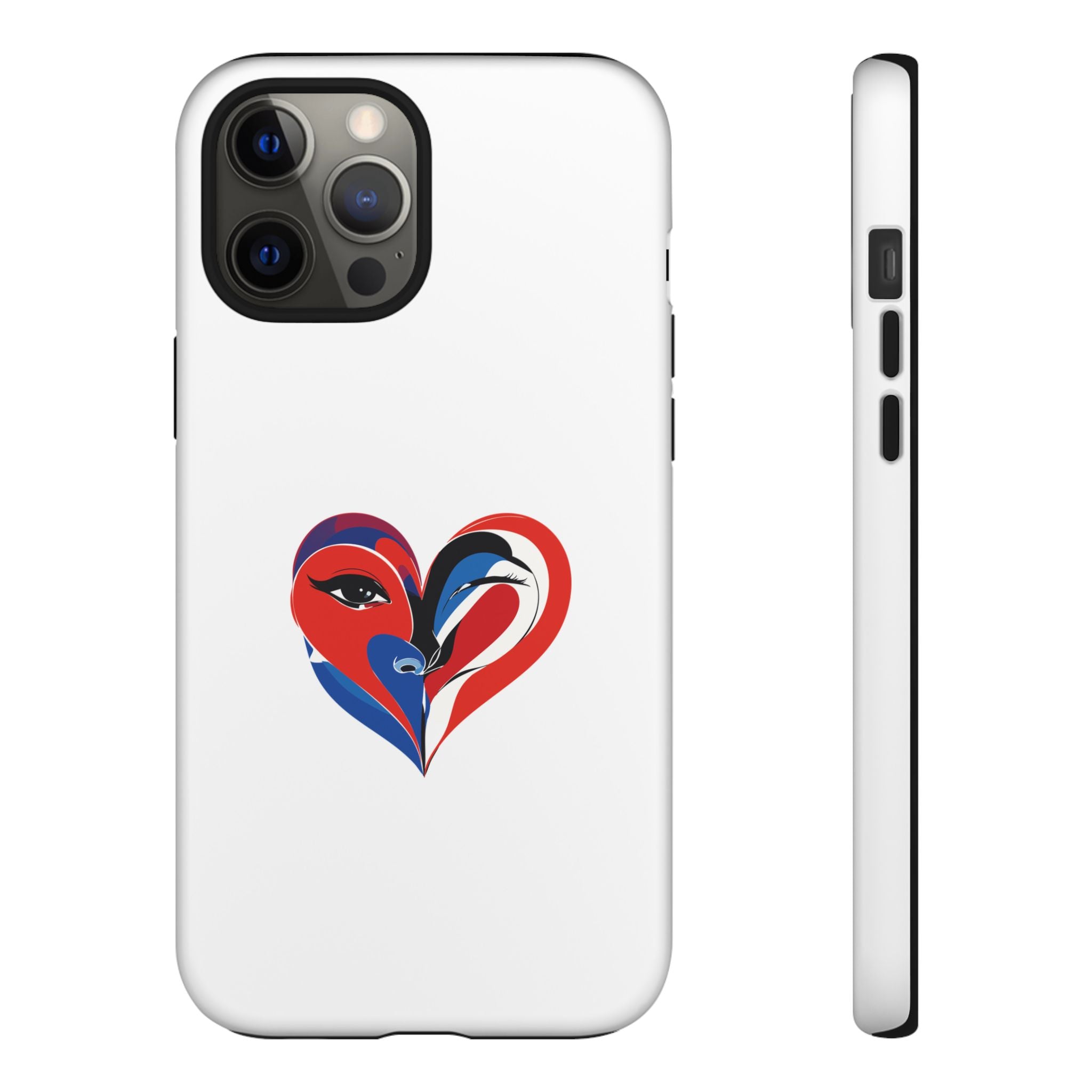 Heart Face Phone Case Red & Blue Abstract Love Design