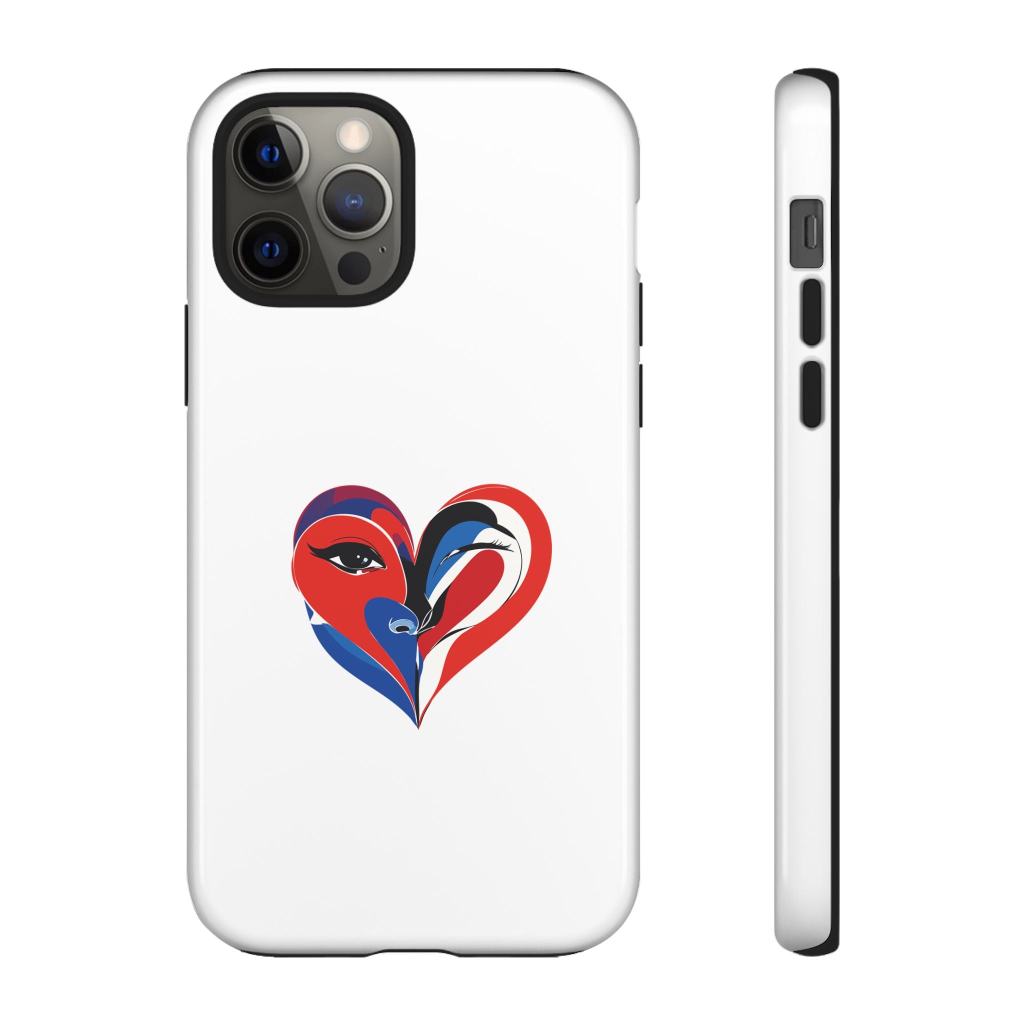 Heart Face Phone Case Red & Blue Abstract Love Design