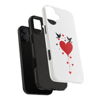 Tough Phone Case Red Dripping Heart with Doves Valentine's Protection