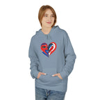 Patriotic Heart Face Hoodie Red White Blue Love Graphic