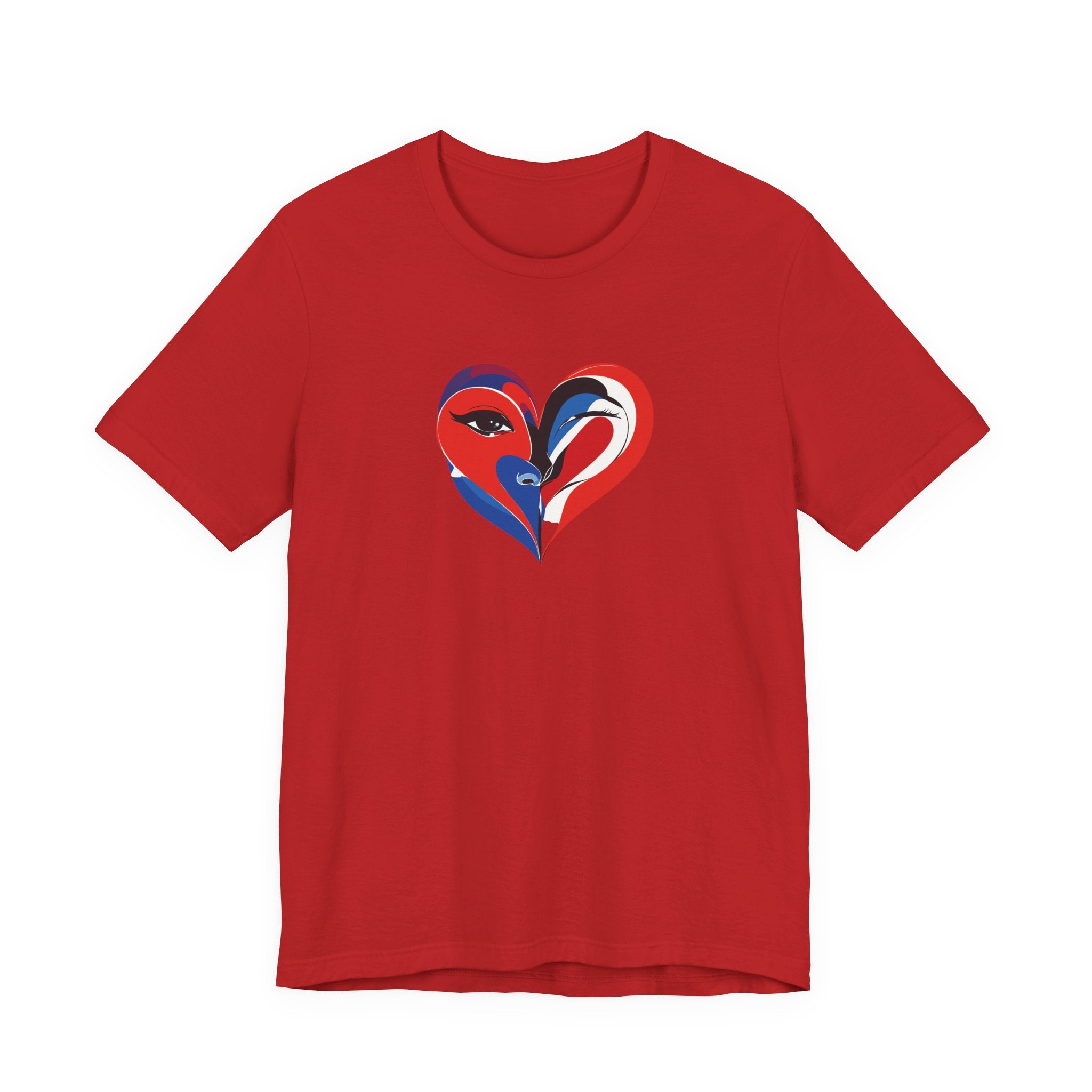 Heart Portrait Tee Romantic Face Heart Graphic T‑Shirt