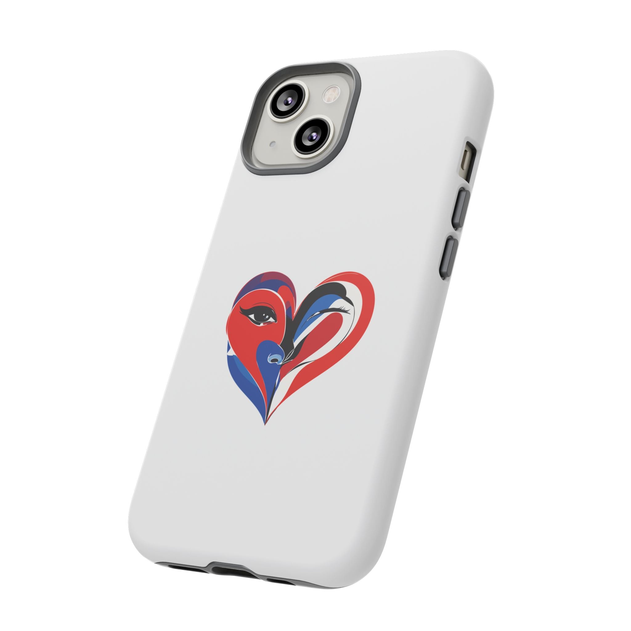 Heart Face Phone Case Red & Blue Abstract Love Design