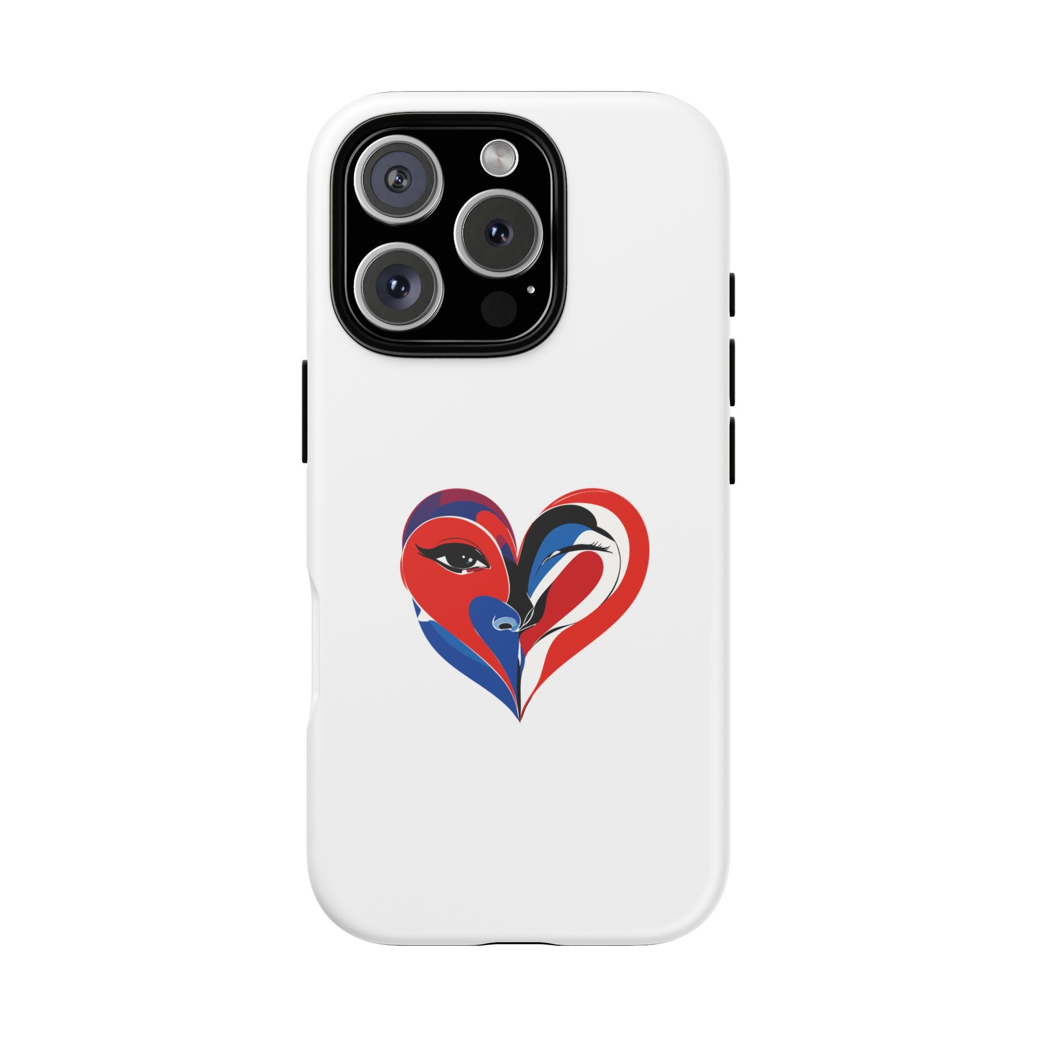Heart Face Phone Case Red & Blue Abstract Love Design