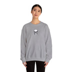Skull Crewneck Sweatshirt Minimal Front, Large Back Graphic