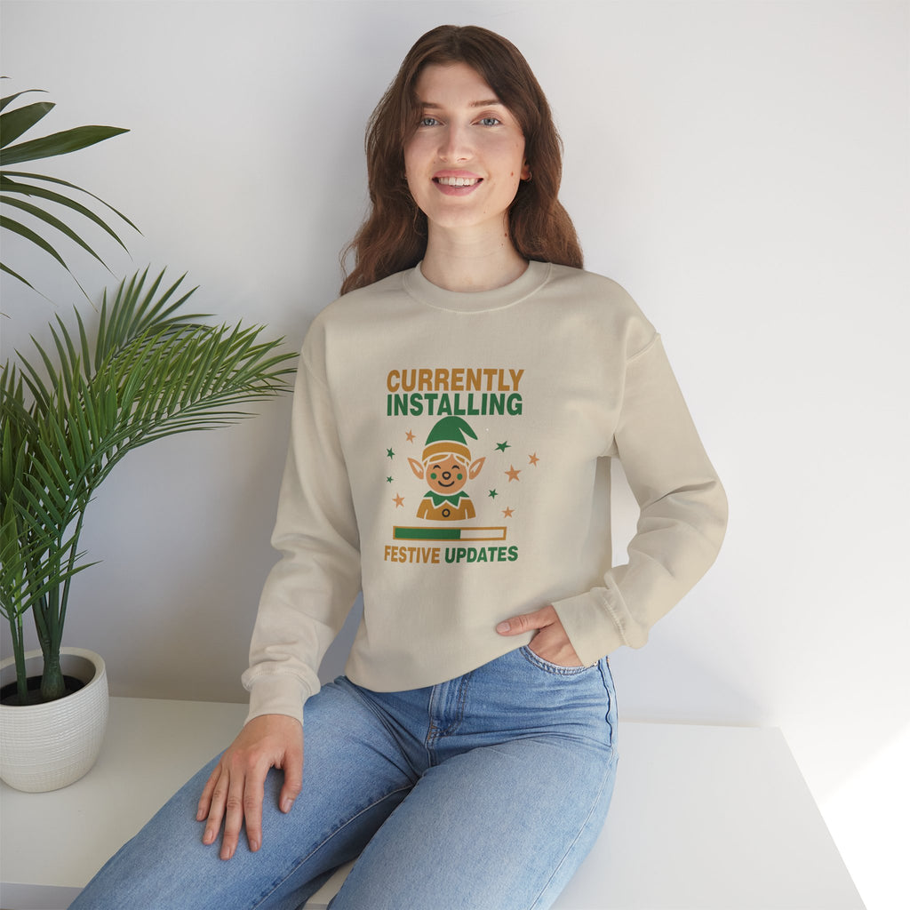 Crewneck Sweatshirt Currently Installing Festive Updates Elf Holiday Graphic