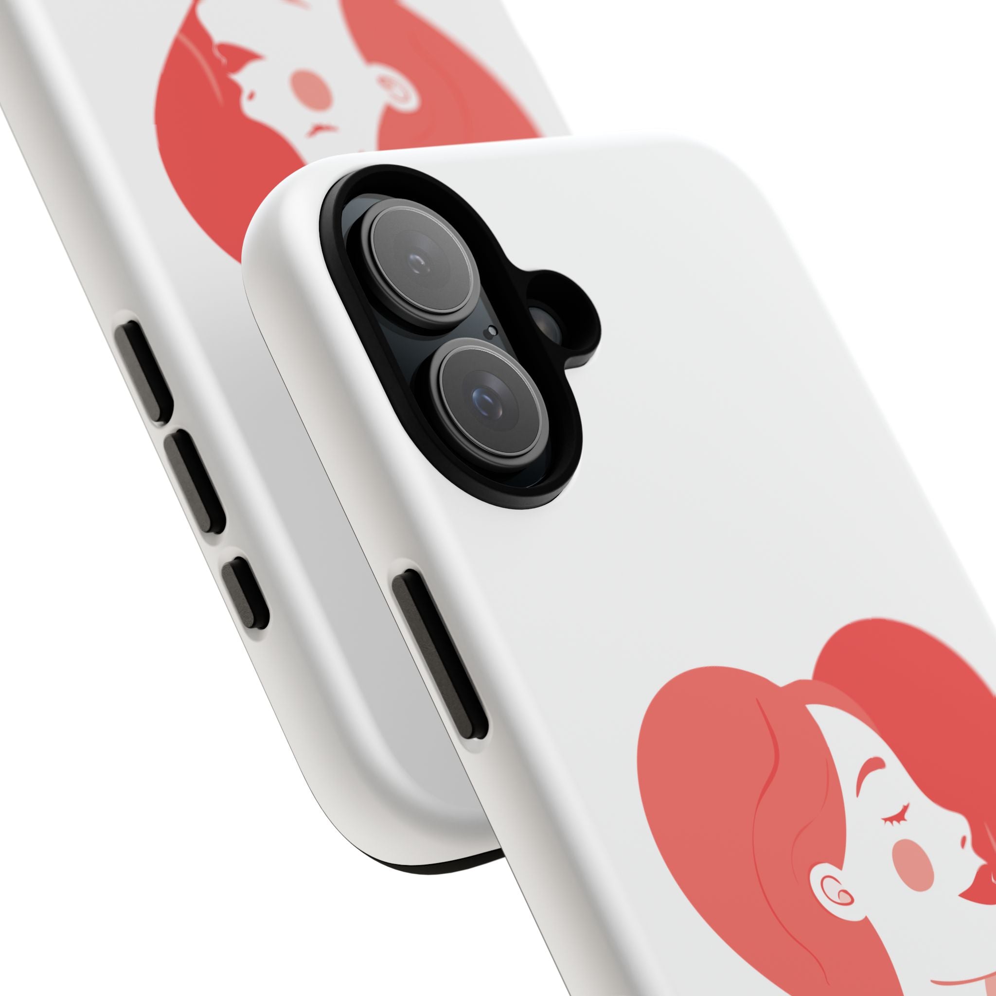 Phone Case — Minimal Heart Portrait Protective Tough Case (Pink Girly Love Design)