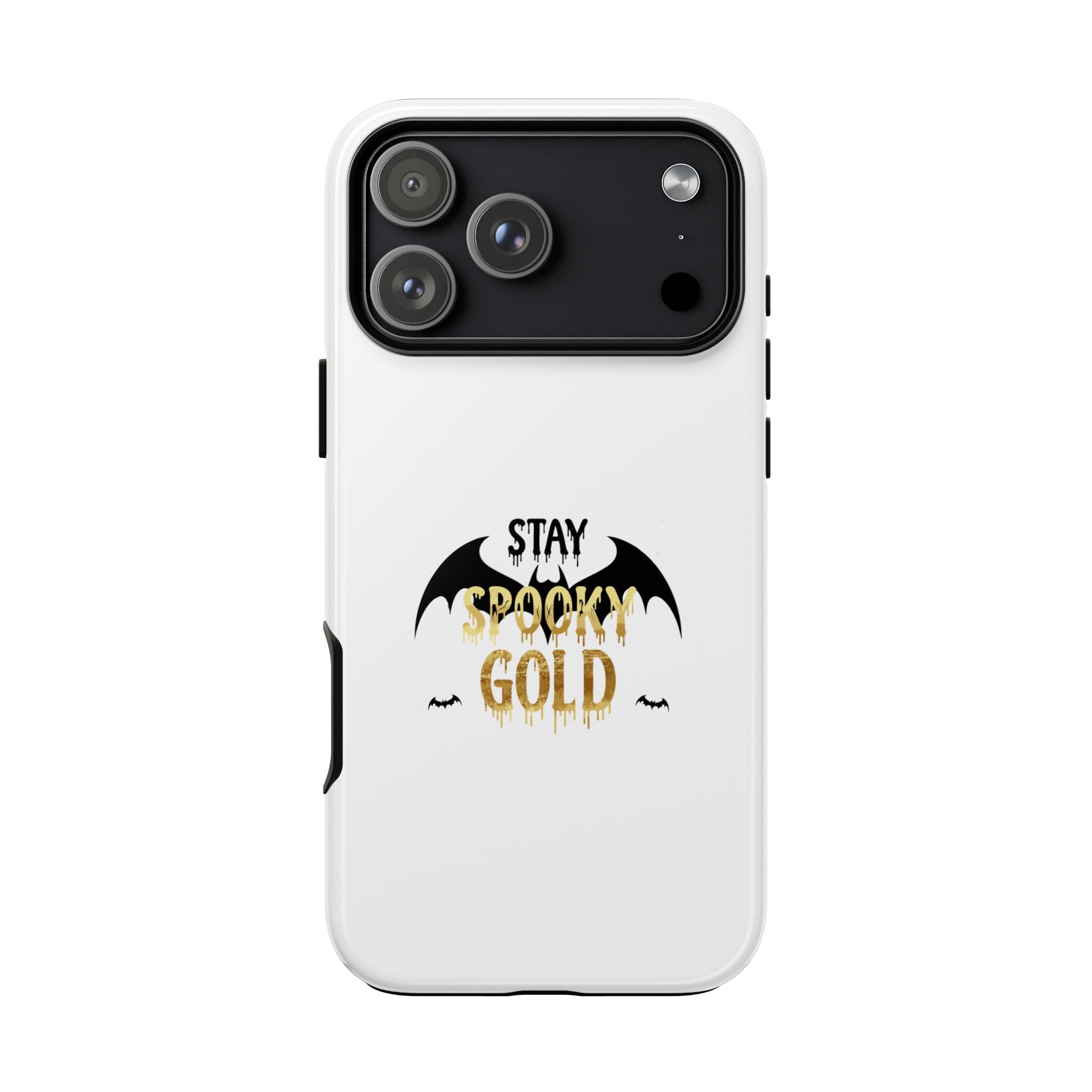 Stay Spooky Gold Phone Case Halloween Bat Design