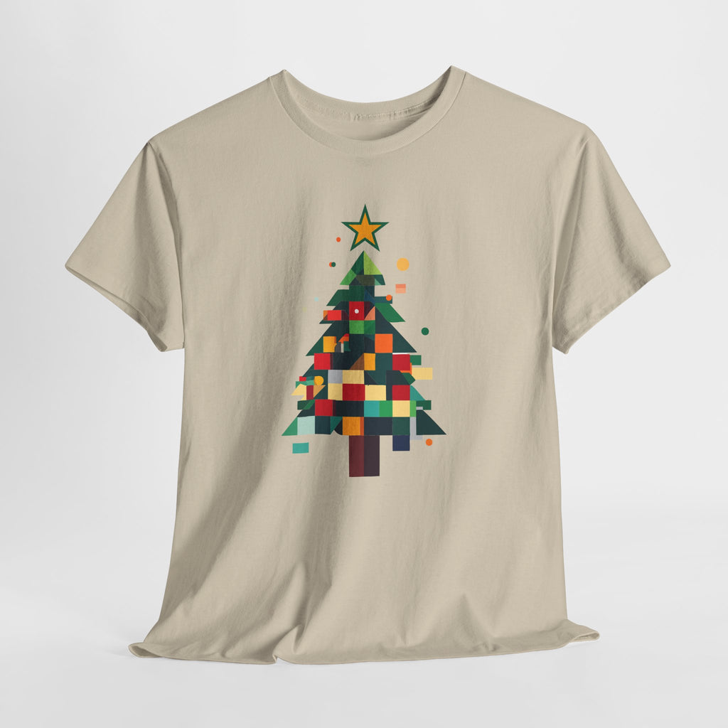 Christmas Tree Graphic Tee Modern Pixelated Holiday T-Shirt