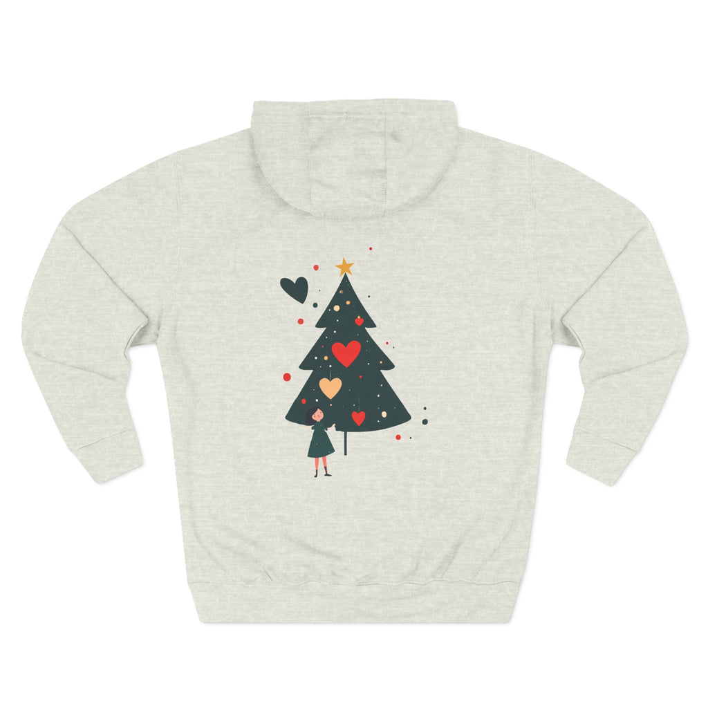 Christmas Tree Heart Hoodie – Cute Minimal Holiday Fleece Hoodie