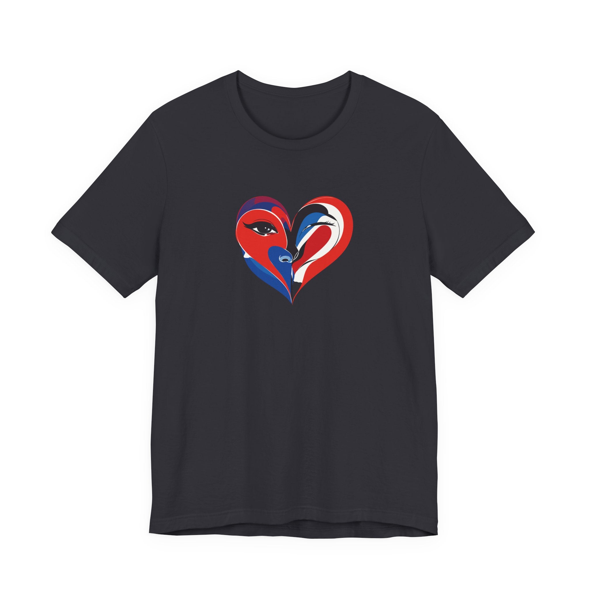 Heart Portrait Tee Romantic Face Heart Graphic T‑Shirt