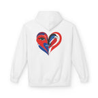 Patriotic Heart Face Hoodie Red White Blue Love Graphic