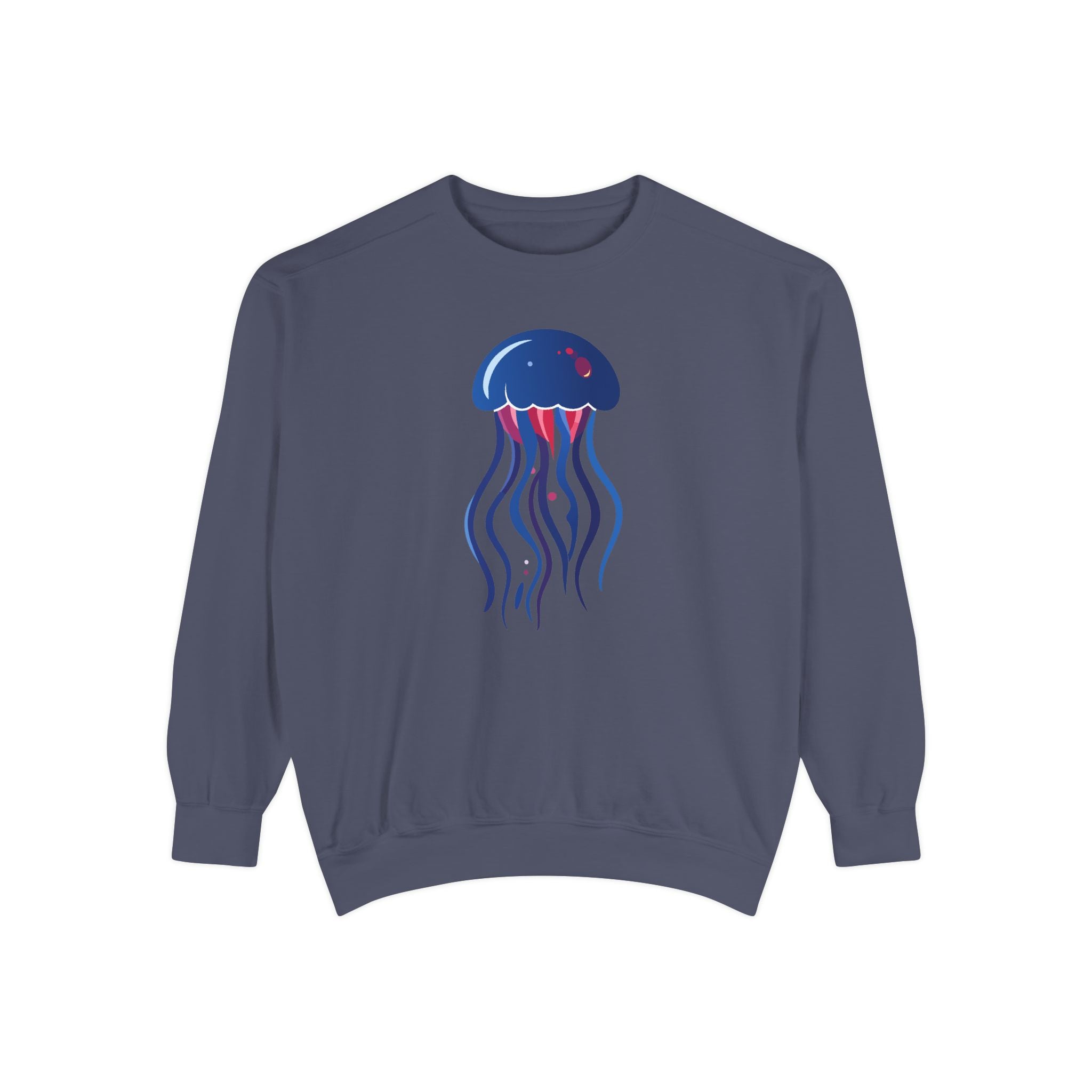 Jellyfish Graphic Sweatshirt Nautical Blue Ocean Crewneck