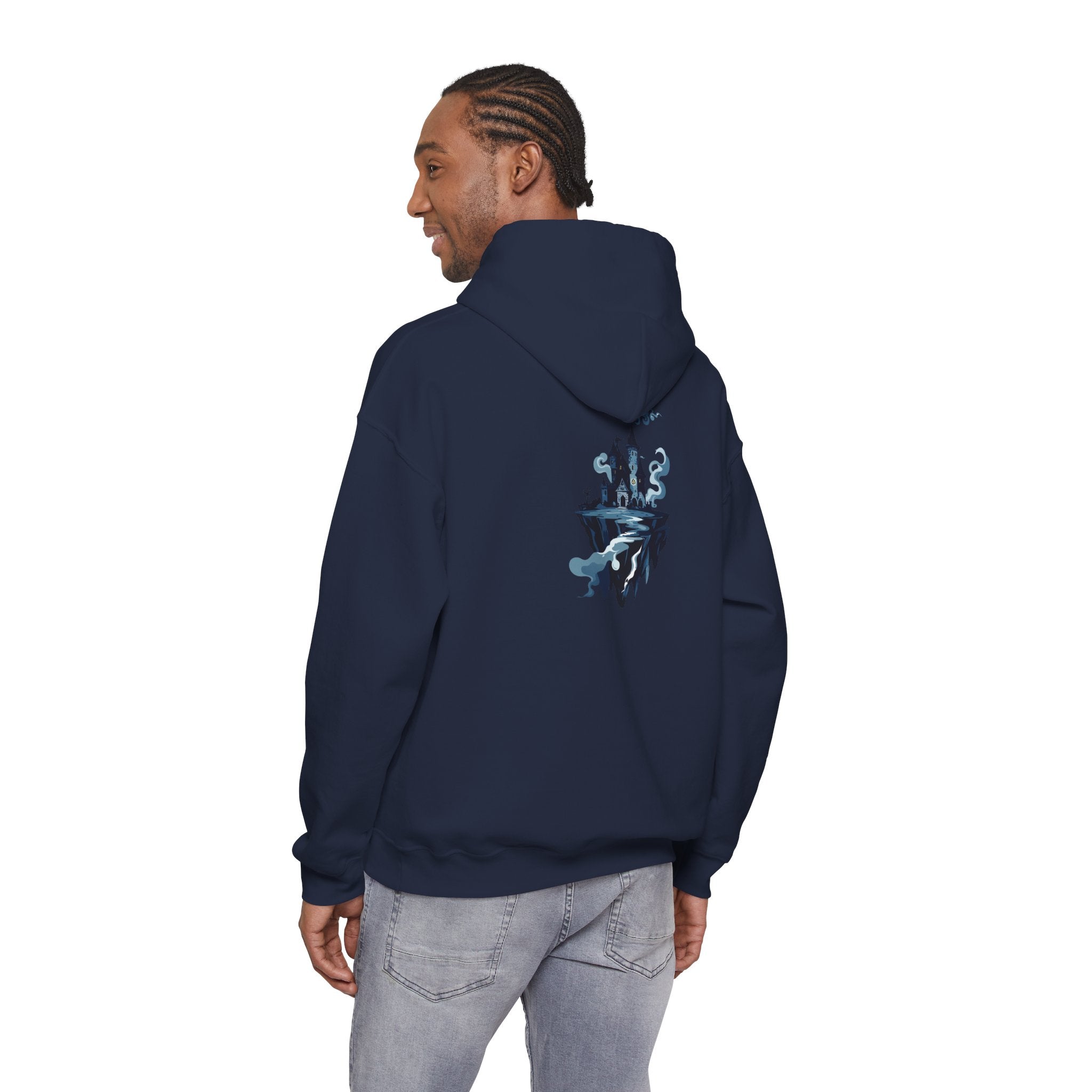 Castle Island Hoodie Floating Gothic Castle Graphic Hooded Sweatshirt
