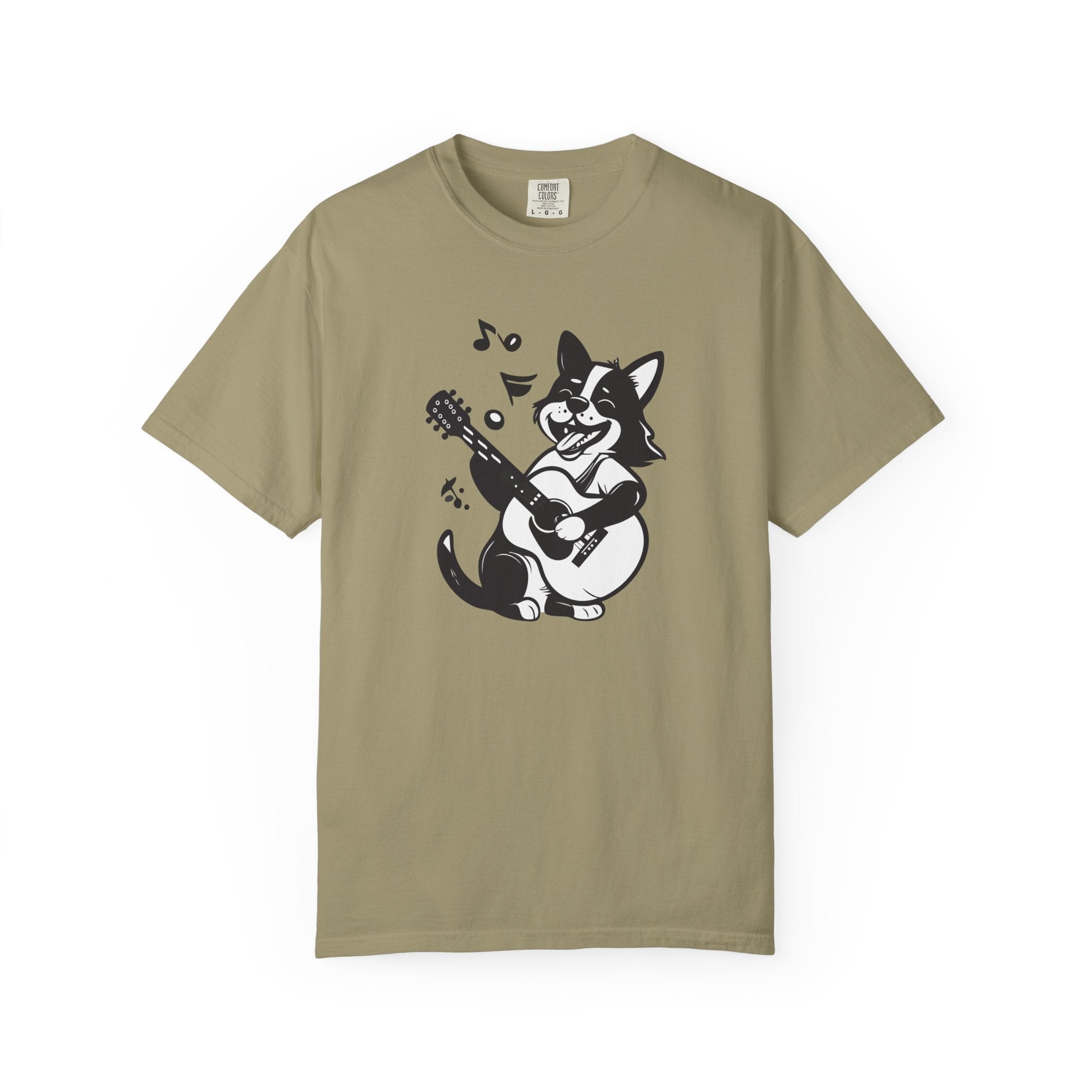 Corgi Playing Guitar T-Shirt  Cute Musical Dog Tee Rockstar Design