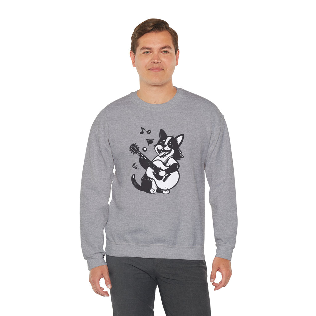 Corgi Playing Guitar Sweatshirt Cute Musical Dog Crewneck