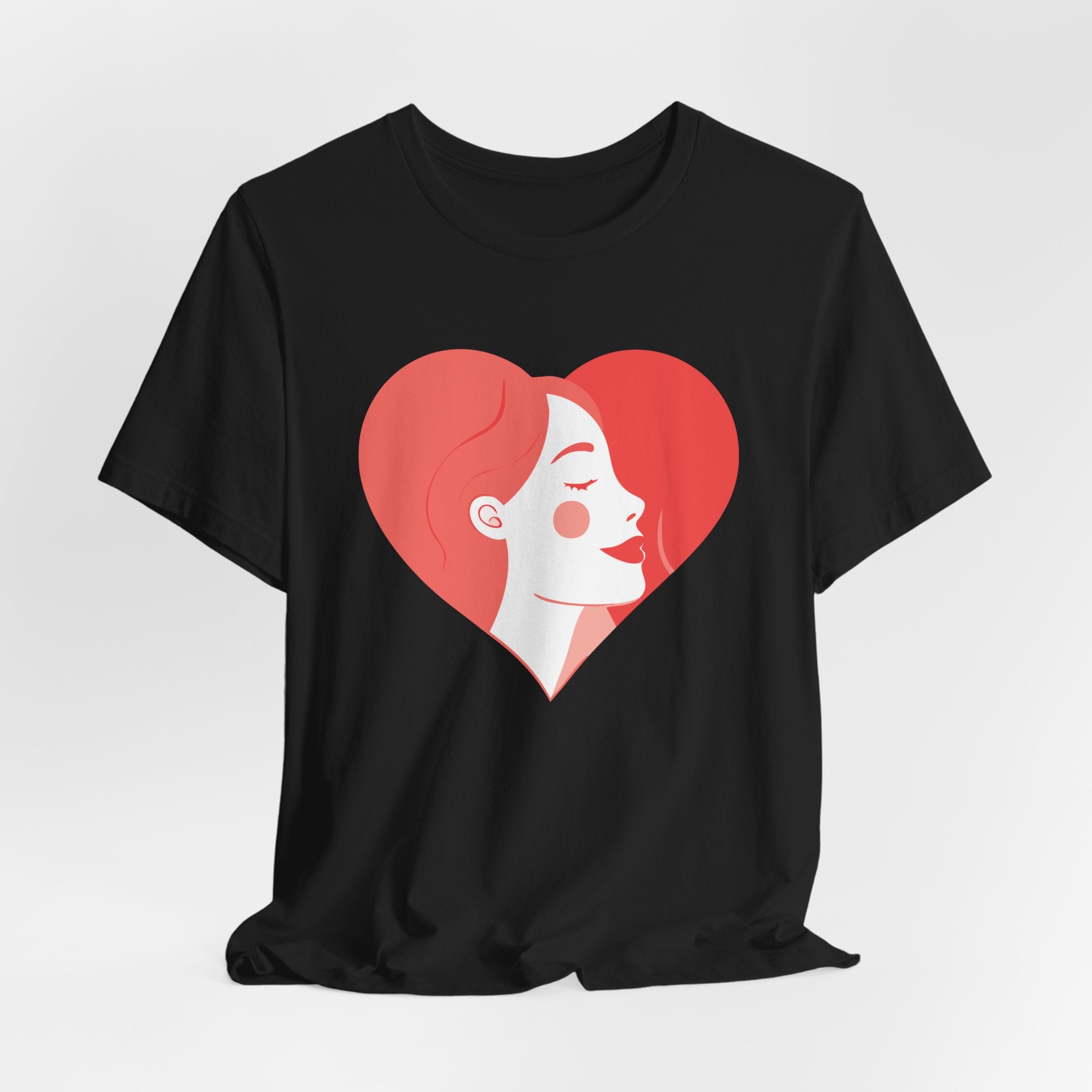 Heart Profile Tee - Minimal Romantic Woman Illustration T-Shirt
