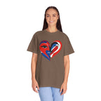 Heart Art Graphic Tee Red & Blue Woman Face Heart Design