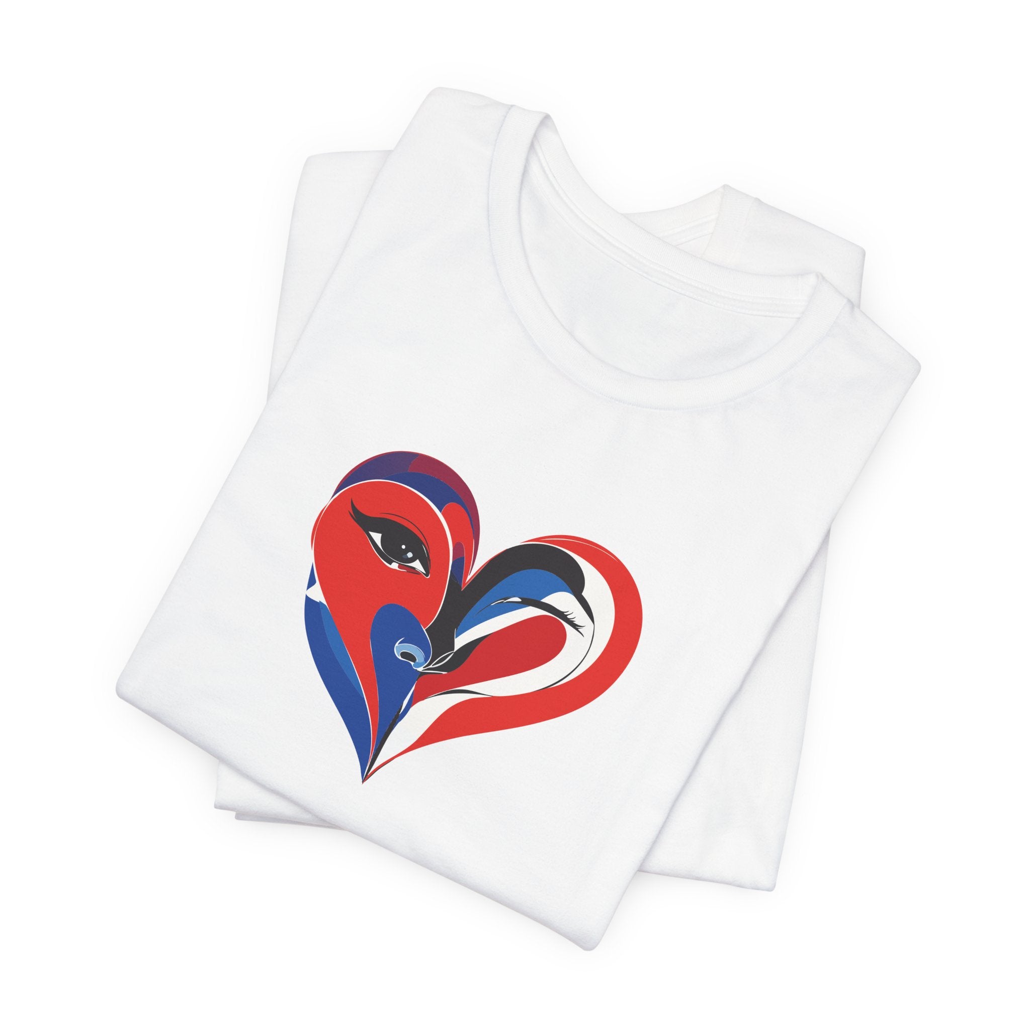 Heart Portrait Tee Romantic Face Heart Graphic T‑Shirt