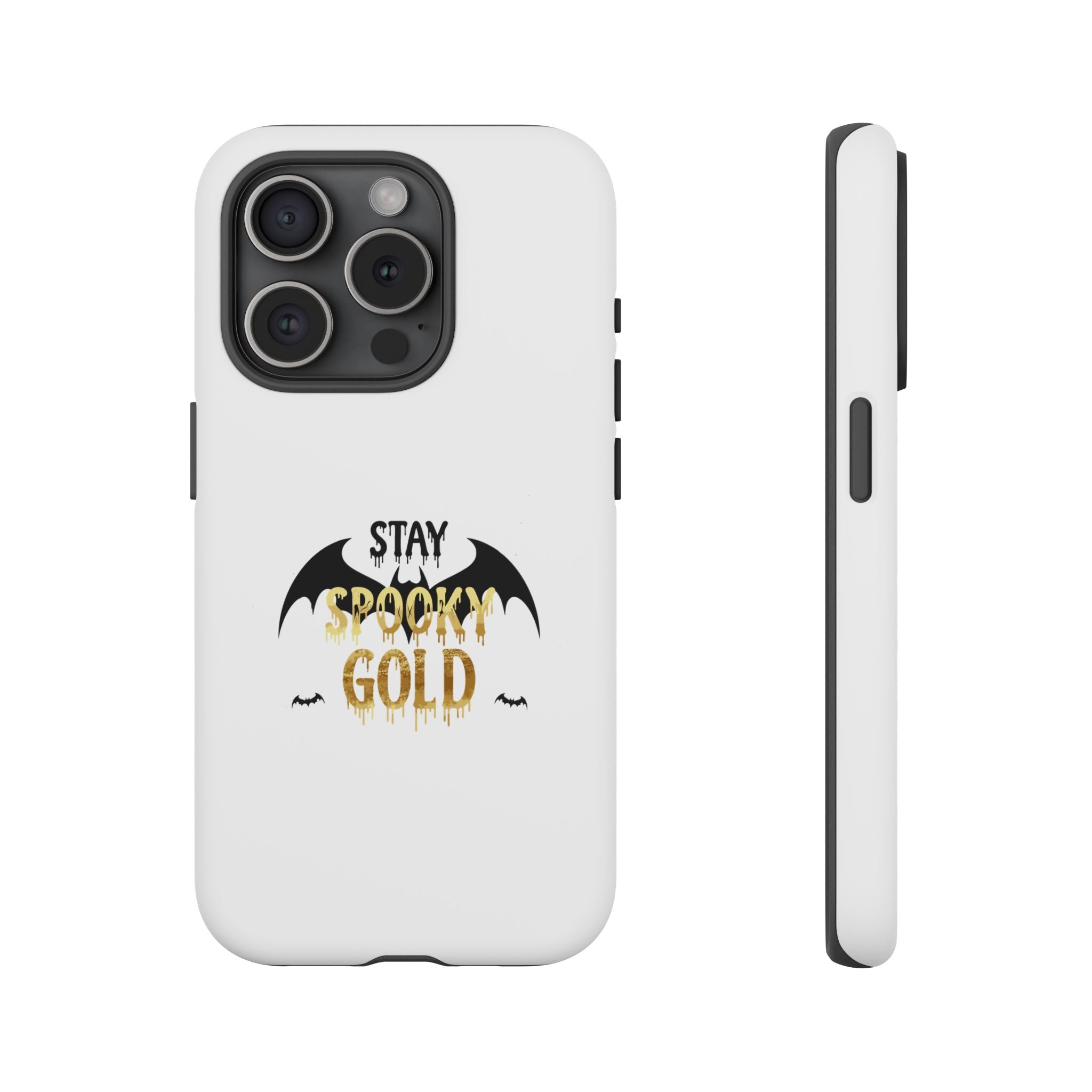Stay Spooky Gold Phone Case Halloween Bat Design