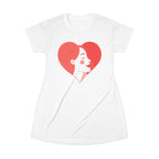 T-Shirt Dress-Face Profile in Heart Graphic