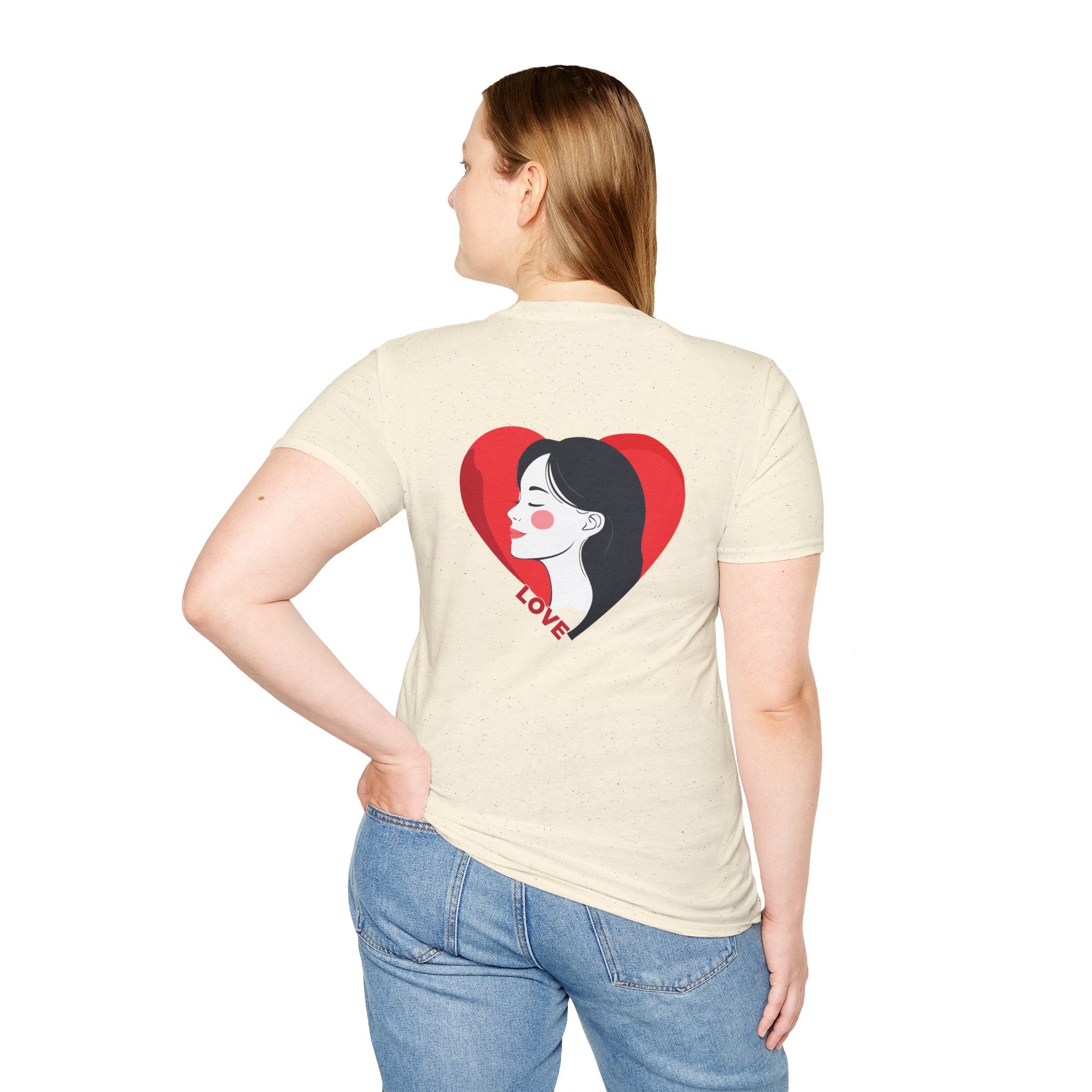 Love Heart Portrait T-Shirt Woman Face Profile