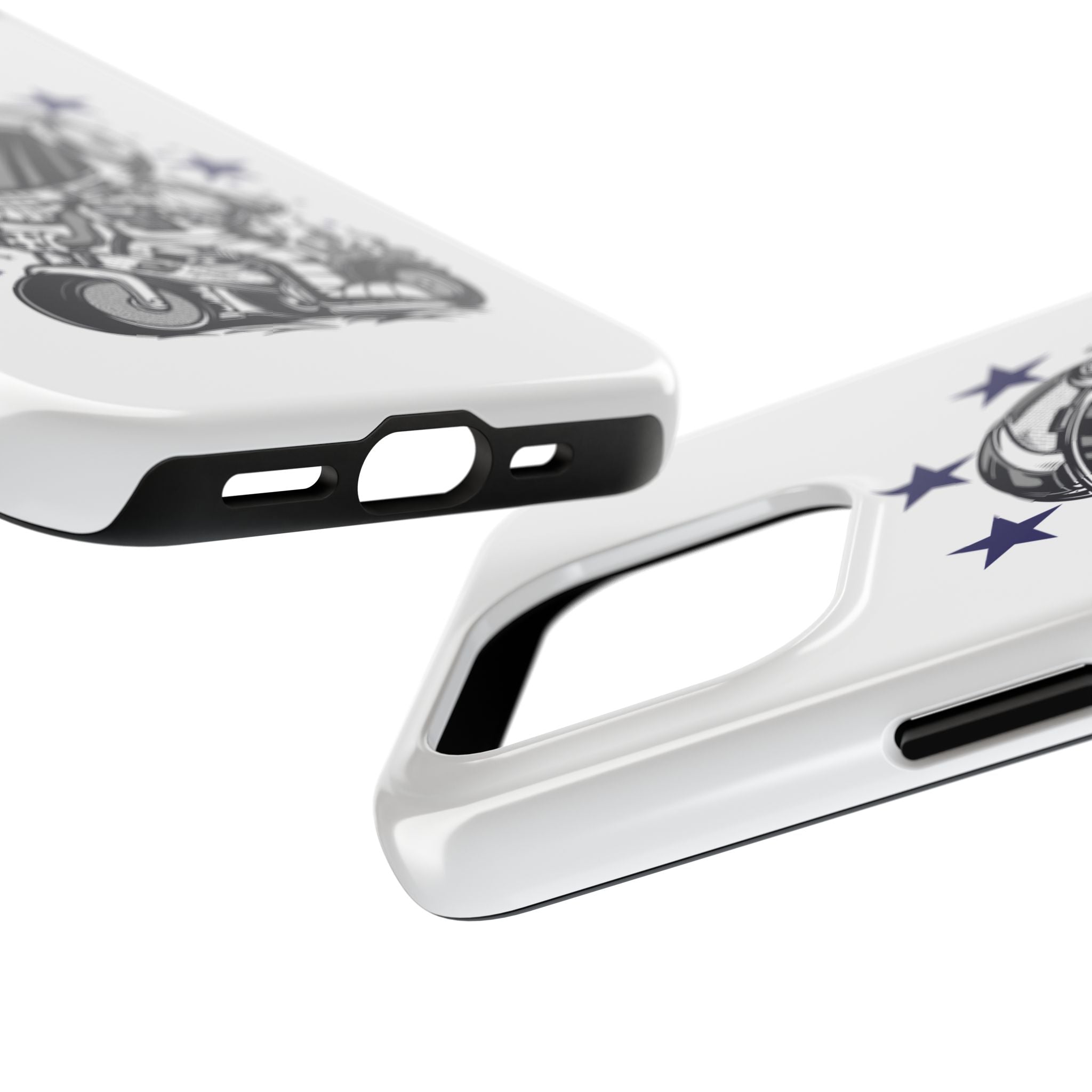 Astronaut Biker Tough Phone Case Retro Space Helmet Rider with Stars