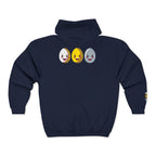 Embroidered Egg Trio Graphic Hoodie Cute Smiling Eggs Zip-Up