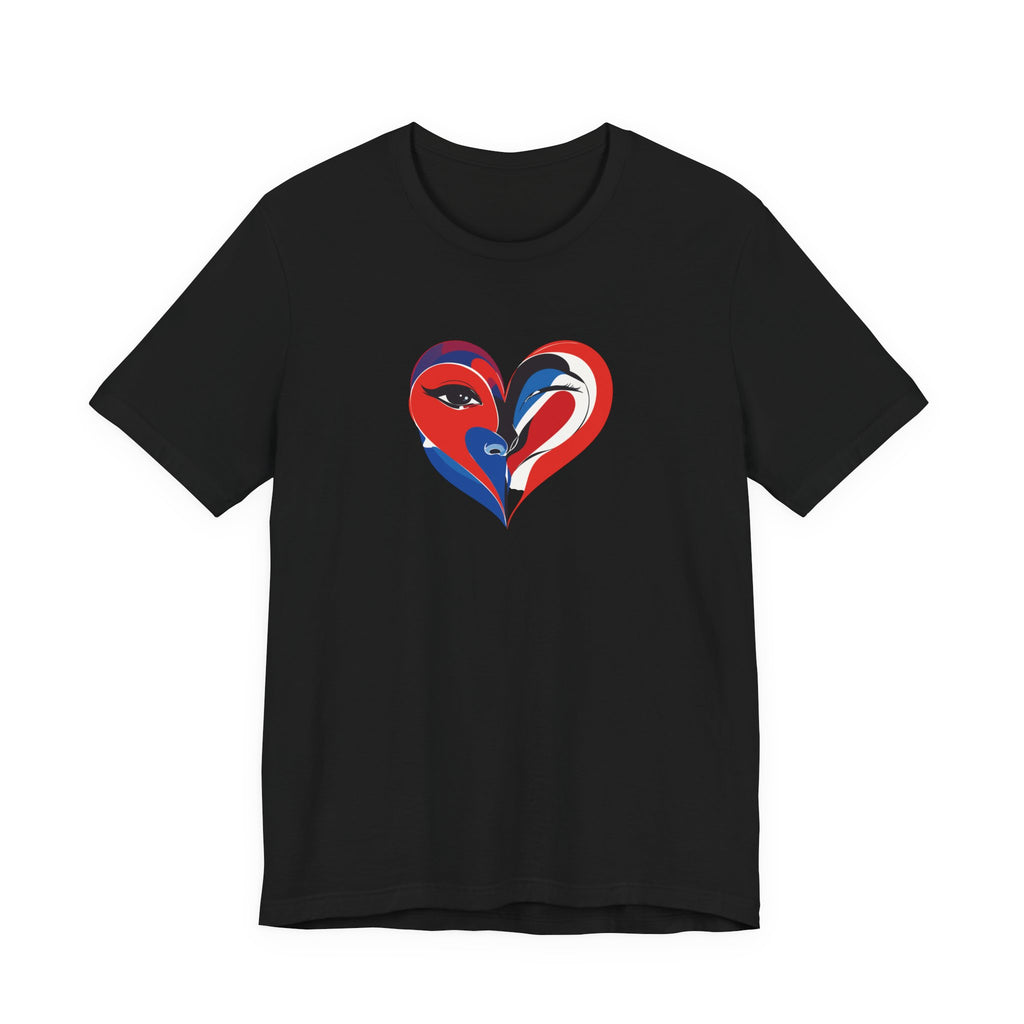 Heart Portrait Tee Romantic Face Heart Graphic T‑Shirt