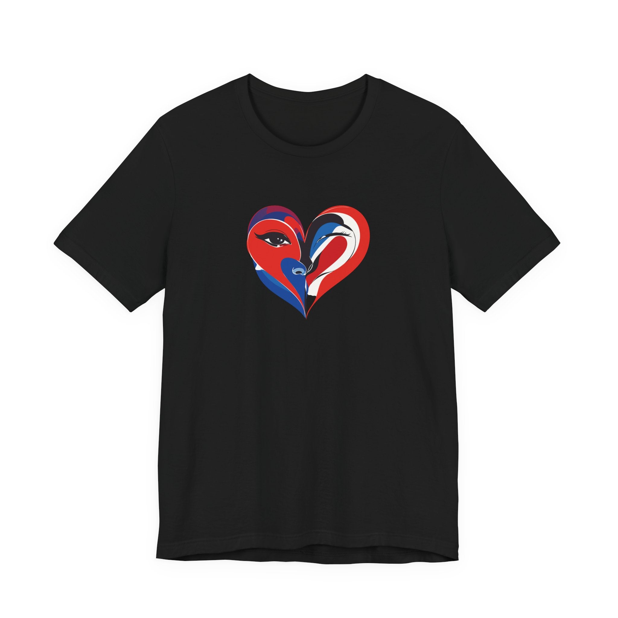 Heart Portrait Tee Romantic Face Heart Graphic T‑Shirt