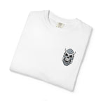 Embroidery Skull Rose T-Shirt Minimal Floral Skull Pocket Tee