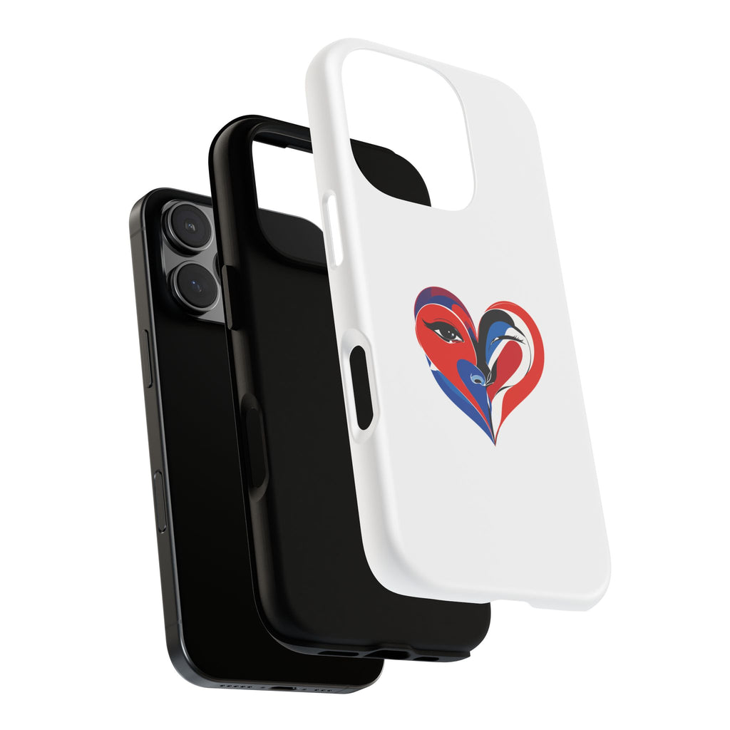 Heart Face Phone Case Red & Blue Abstract Love Design